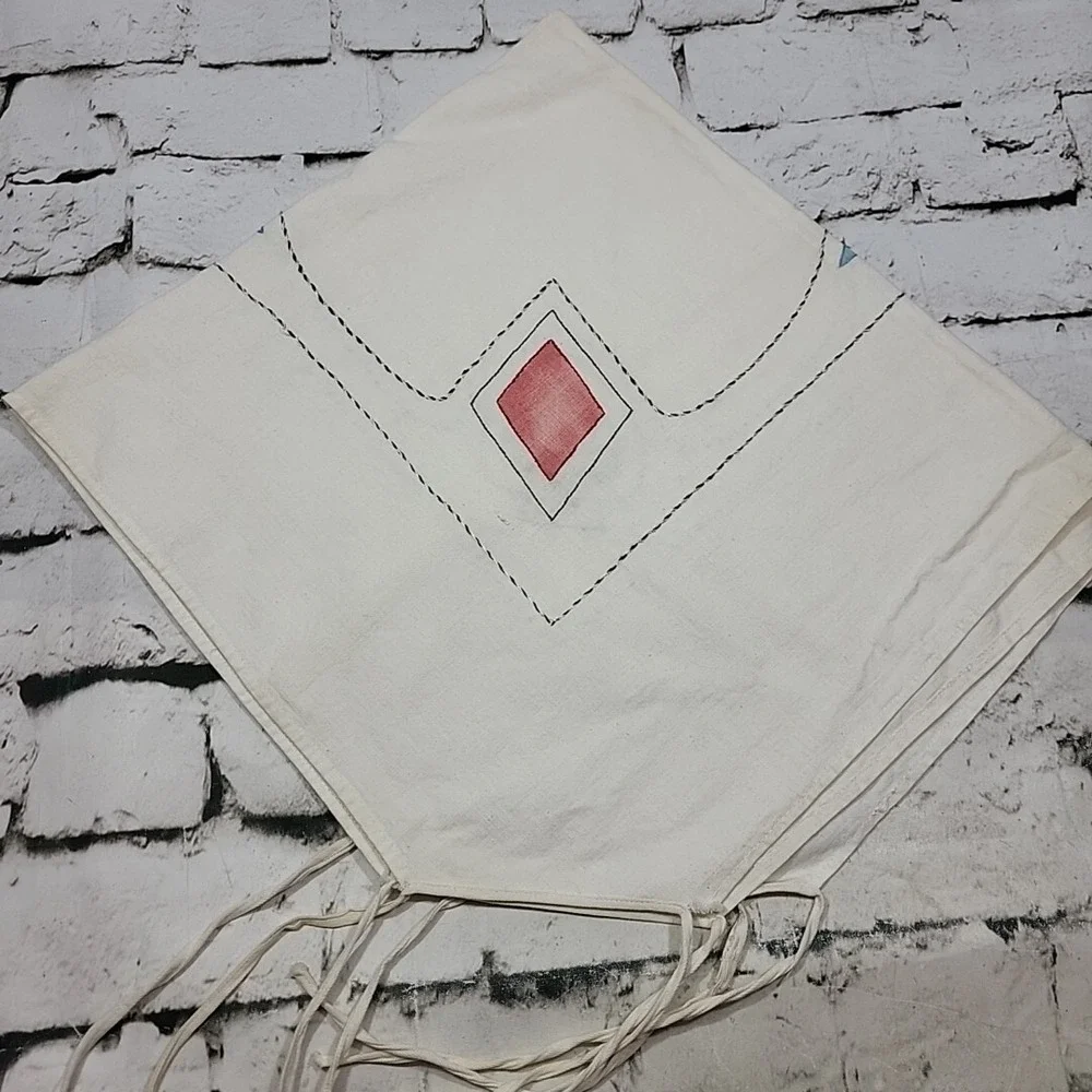 Vintage Card Table Tablecloth Card Suits In Corners Ties Down Poker Game Night